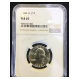 1964D  NGC MS64 Washington Quarter