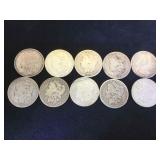 10- MORGAN SILVER DOLLARS, 10 x $