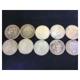10- MORGAN & PEACE SILVER DOLLARS, 10 x $
