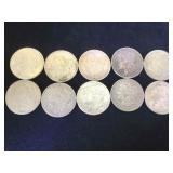 10- MORGAN SILVER DOLLARS, 10 x $