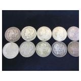 10- MORGAN SILVER DOLLARS, 10 x $