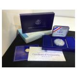 1987 US CONSTITUTION SILVER DOLLAR, w/ coa