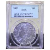 1900  GREEN LABEL  PCGS MS65 MORGAN SILVER DOLLAR