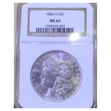 1884-O. NGC MS63 MORGAN SILVER DOLLAR