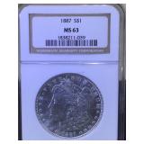 1887  NGC MS63 MORGAN SILVER DOLLAR