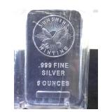 5 oz. .999 Fine Silver Bar, Sunshine Minting