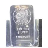 5 oz. .999 Fine Silver Bar, Sunshine Minting