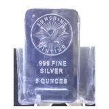 5 oz. .999 Fine Silver Bar, Sunshine Minting
