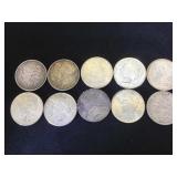 10- Morgan & Peace Silver Dollars, 10 x $