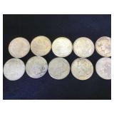 10 Morgan & Peace Silver Dollars, 10 x $