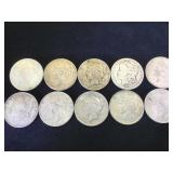10- Morgan & Peace Silver Dollars, 10 x $