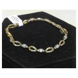 Sterling bracelet w/ clear gemstones