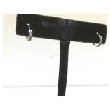 14k GOLD hoop earrings w/ clear gemstones