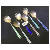 Set of 6 Sterling & enamel Hestenes Norway