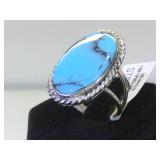 Sterling & turquoise Native Amer. Ring, signed CJ