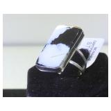 Sterling & white Buffalo Southwest style ring,