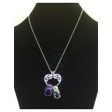 Heart pendant w/ 2 rings, 1- inscribed (loved you
