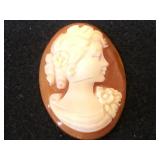 Vintage hand carved shell cameo