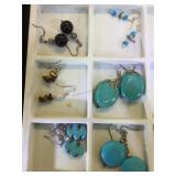 6- pairs of earrings w/ sterling hooks