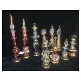Lot of 10 hand blown miniature perfume bottles