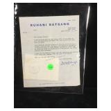 Signed letter by Kirpal Singh (guru) on official