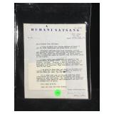 Signed letter by Kirpal Singh (guru) on official