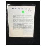 Signed letter by Kirpal Singh (guru) on official