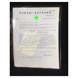 Signed letter by Kirpal Singh (guru) on official