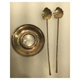 Small sterling silver plate and Sterling silver