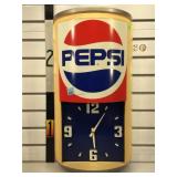 Vintage Pepsi plastic can clock - 2 feet tall -