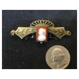 Vintage cameo pin w/ brass