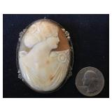 Large cameo, in Sterling frame brooch