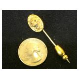 Vintage Lion face stickpin w/ colored gemstones