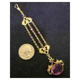 Chain watch fob w/ Amethyst stone