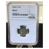 1946 S NGC  MS67 ROOSEVELT DIME