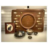 Golden Retriever dog trophy plaque, silver plate