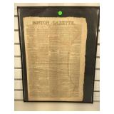 Antique Boston Gazette newspaper page 1866 and