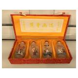 Reverse painted Asian snuff bottles in box