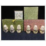 Kalifano 2 sets bone scrimshaw trinket boxes and