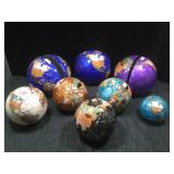 7 desktop & bookend gemstone globes, all have