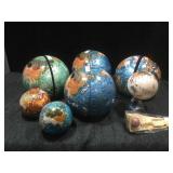 7 desktop & bookend gemstone globes, all have