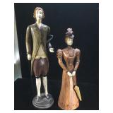 Pair of vintage wood Victorian-style poseable