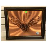 Framed 3D resin eagle mounted on copper