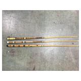 Lot of 3 adjustable length pool cues - 1 needs