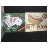 Pair of metal signs - Goddard and repro Hot Dogs