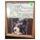 Framed print of Prostitution License - under