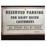 Vintage original Dairy Queen parking sign on wood