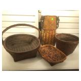 Lot of hand woven tribal baskets
