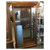 Wooden glass display cabinet w/glass shelves and