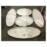5 large enameled metal Lafayette serving trays